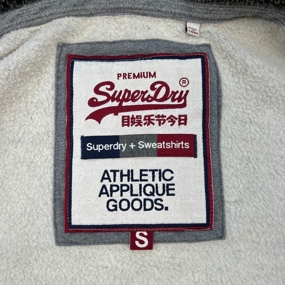 SuperDry Men's Core Applique Full Zip Hoodie Sweatshirt Gray Small - Picture 9 of 13